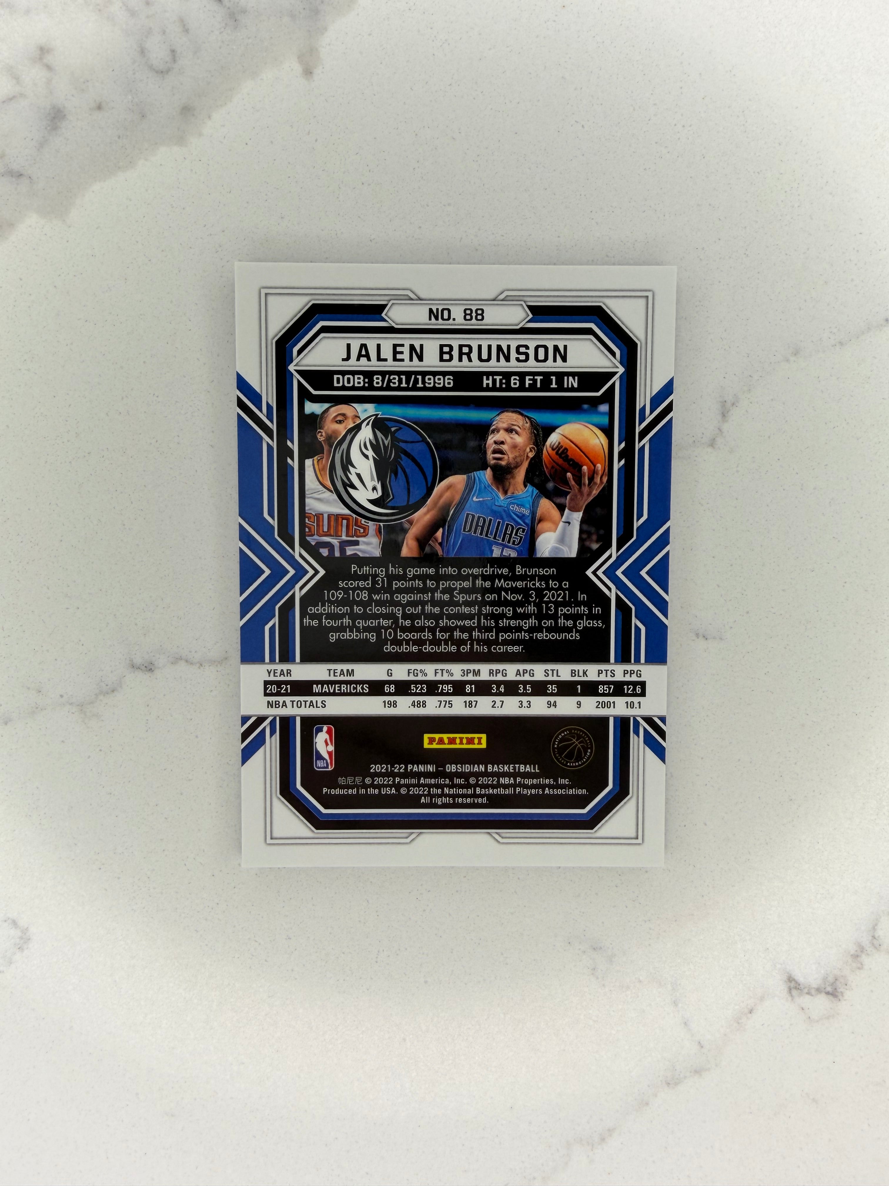 Jalen Brunson Panini Obsidian #88
